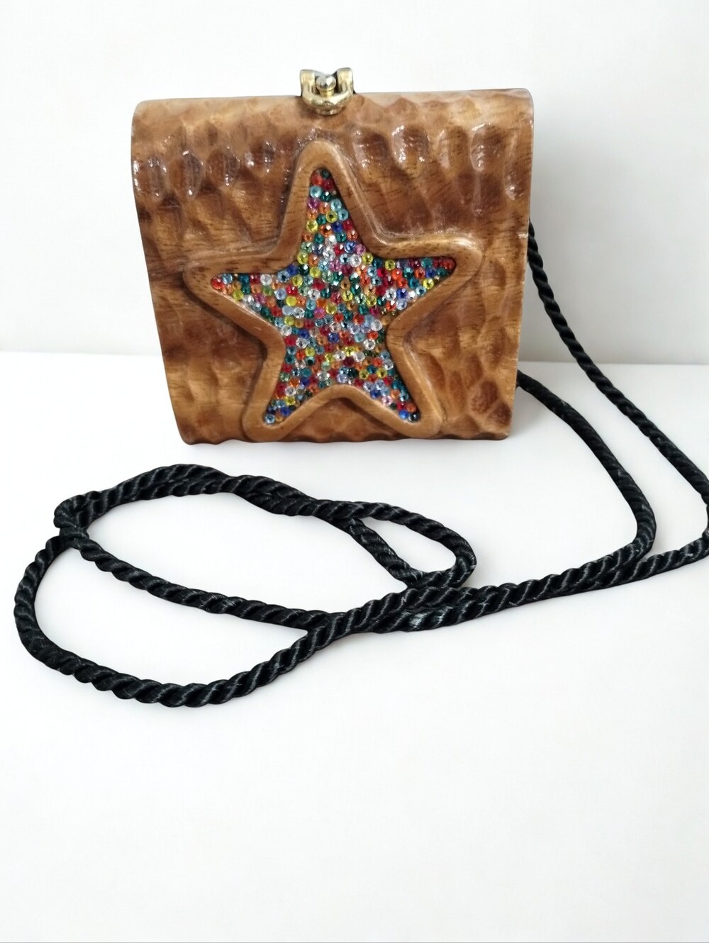 TIMMY WOODS Beverly Hills Collection Wood Carved Star Bag Collectable